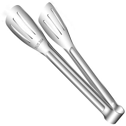 Premium Kitchen Tongs, 304 Stainless Steel Ice Sugar Tongs, 22cm Barbecue Tongs, Heavy Duty Food Clamps, Heat Resistant and Non-Slip Handle, Serving for Frying, Salad,Ice Sugar,Tea Bag,BBQ,Toast