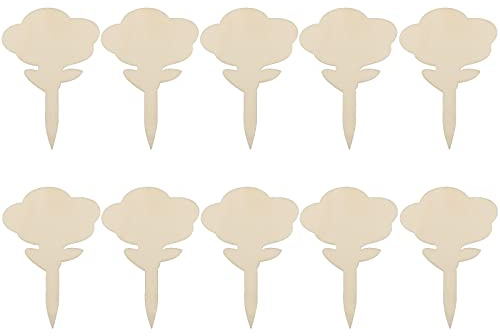 Juego de 20 carteles de madera de alta calidad, para escribir en diferentes formas, accesorios de jardín, bonitos carteles de madera, aprox. 10,8 cm x 6 cm, forma J