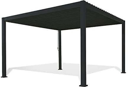 WEIDE - Classic Terrassenüberdachung freistehend mit einstellbarem Stahl-Lamellendach I Pfosten aus Voll-Aluminium I Robustes Terassenüberdach I wasserdicht (Anthrazit, 3 x 3,6 M)