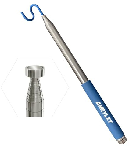 Telescoping Pickup Tool Magnetic Pole with Hook, 10 FT Push Pull Rod