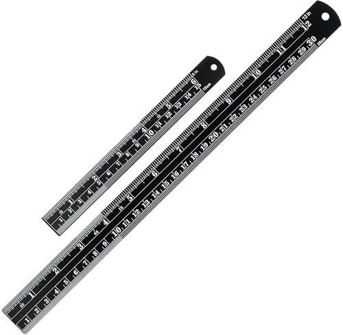 Mr. Pen- Metal Straight Edge Ruler, 2 Pack, 6 and 12, Black