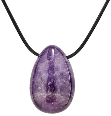 PURAJA Edelstein Anhänger aus echtem Naturstein: Amethyst | Kristall Kette mit Tropfen Anhänger inkl. edlem Kordband | Premium Heilstein/Glücksstein aus hochwertigen Mineralien