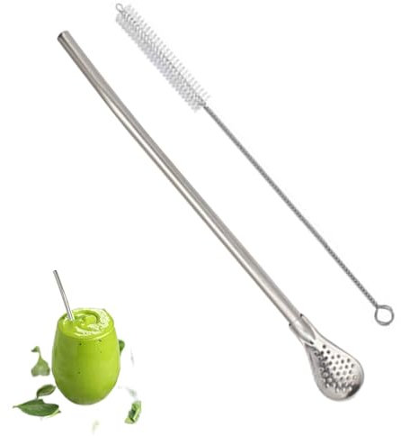 Bombilla Straw – Cucchiaio in metallo | Cannuccia Bombilla | Cucchiaio di paglia per tè sfuso Cucchiaio di paglia per tè e caffè filtrato Cucchiaio Cannuccia per zuppe