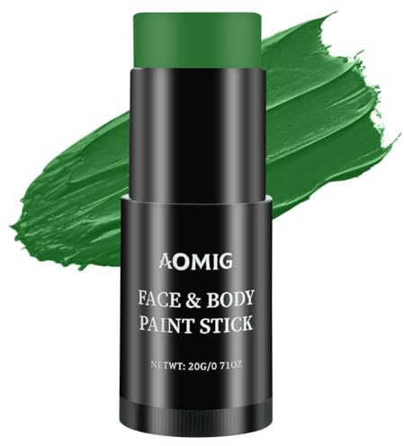 Aomig Camouflage Peinture Visage Crayon corporel en bâton, Crayon Visage et Corporel en Bâton, Camouflage de Faciale Couleurs D’armée, Maquillage de Peinture Corporel halloween, B-Vert Foncé (20 g)