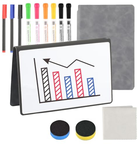 Pizarra blanca pequeña A5, mini bloc de notas de borrado en seco, bloc de notas de pizarra blanca pequeña, cuaderno reutilizable con bolígrafos y borradores para escuela, oficina, escritorio, notas,