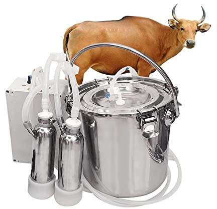 Vexorium Bärbar elektrisk mjölkmaskin med pulseringssystem 3 L/5 L/10 L sladdlös mjölkmaskin för getar och kor automatisk mjölkpump, mjölktillbehör för smågårdar, cattle, 10 l