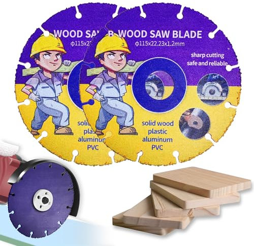 Kizaten 2Pcs Disco da Taglio per Legno,115 mm Disco da Taglio Multiruota in Carburo,Lame da Taglio per Legno per Smerigliatrice Angolare Per Tavole,Compensato,Gomma,Chiodi in Acciaio