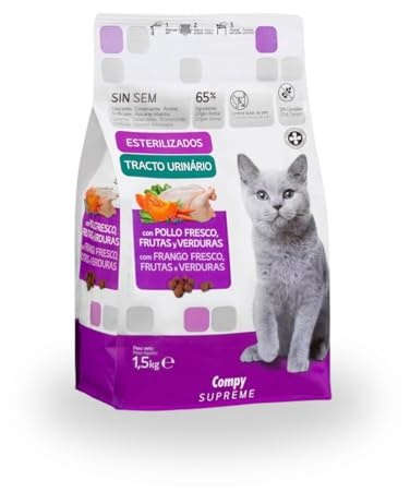 Compy Spreme Alimento para Gatos Esterilizados, Pollo Fresco con Frutas y Verduras, Tracto Urinario, 1,5 kg