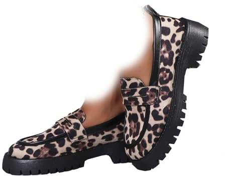 Mocassins orthopédiques confortables pour femme, confortables à talon bas, à enfiler, en daim imprimé léopard, chaussures de travail élégantes, Imprimé léopard beige, 38 EU