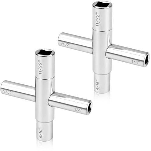 JAXICREY 2 Stück Vierkantschlüssel, 4 Kant Schlüssel 6.5mm/7mm/8mm/9mm Heizung Entlüftungsschlüssel für Heizkörper Heizungsschlüssel Innenvierkant Steckschlüssel für Wasserhähne Ventile Box Schrank