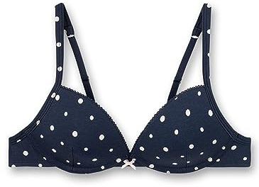 Sanetta Girls' Soft Cup Bra Dark Blue Dots Comfortable and Comfortable Non-Wired Cotton Blend Underwear for Girls, Blue, 30A