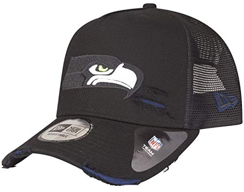 New Era Adjustable Trucker Cap Distressed Seattle Seahawks