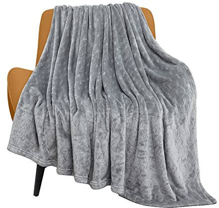 TOONOW Fleece Blanket Super Soft Cozy Throw Blanket 50 x 60, Lightweight Fuzzy Comfy Textured Flannel Blanket Warm Plush Throw Blankets for Couch, Sofa, Bed, Light Grey