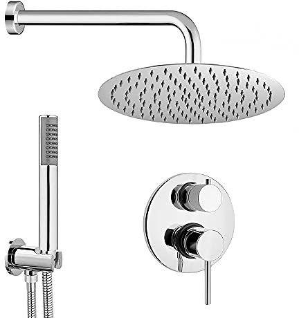 Set Doccia Incasso con doccetta monogetto, Completo di Miscelatore monocomando, soffione e Presa d’Acqua con Flessibile