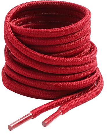 VSUDO 100 cm Round Burgundy Red Boot Laces, 4mm Diameter Shoe Laces for Boots, Heavy Duty Outdoor Work & Hiking Shoelaces for Men or Women (1 Pair-Burgundy Red-100cm)