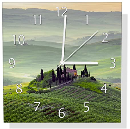 Wallario Design Wanduhr Toskana in Italien aus Aluverbund, Alu-Uhr Größe 30 x 30 cm, weiße Zeiger mit Metalloptik