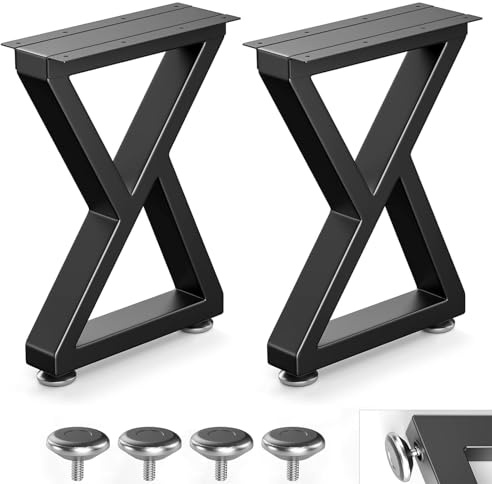 Likapop 16 Metal Bench, Desk and Coffee Table Legs, Heavy Duty Furniture Legs, Black End Table Legs (H16 x W11.8, Set of 2)