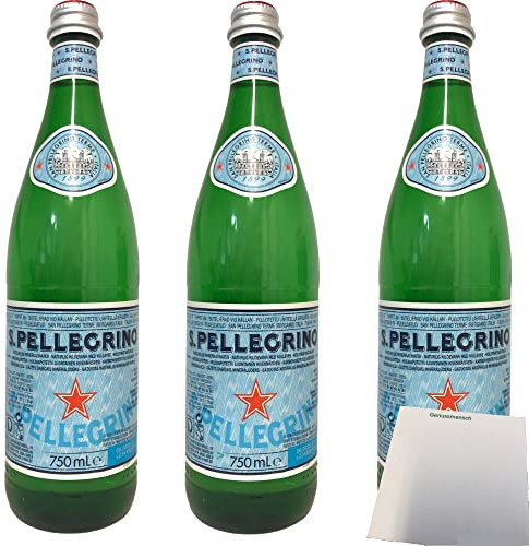 San Pellegrino Natürliches Mineralwasser mit Kohlensäure NL 3er Pack (3x750ml Flasche) + usy Block