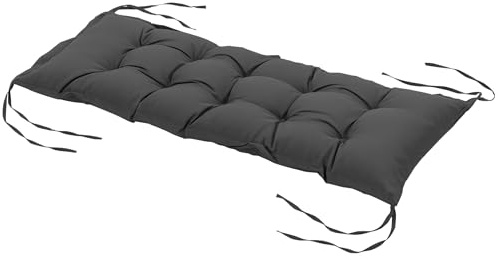 Outsunny Cuscino per Panchina da Giardino con Laccetti e Imbottitura Spessa, 100x40cm, Grigio Scuro