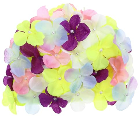 VANZACK Badekappe Herren Badekappe Herren Blütenblatt- Duschkappe Dreidimensionale Floral Genähte Schwimmdusche Badezubehör L-Größe (Bunt) Badehaube