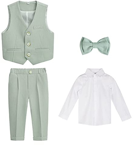 Completo da Bambino 4/5/6 Pezzi Eleganti Abiti da Cerimonia Gentleman Smoking da Ragazzo Abito Formale Doppiopetto da Battesimo Bambini e Ragazzi Gentiluomo Vestito per Matrimonio Festa 6-7 anni