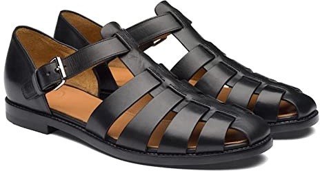ENTYZE Sandali da uomo, scarpe da pescatore traspiranti Baotou in pelle estiva (colore : nero, taglia: 41)