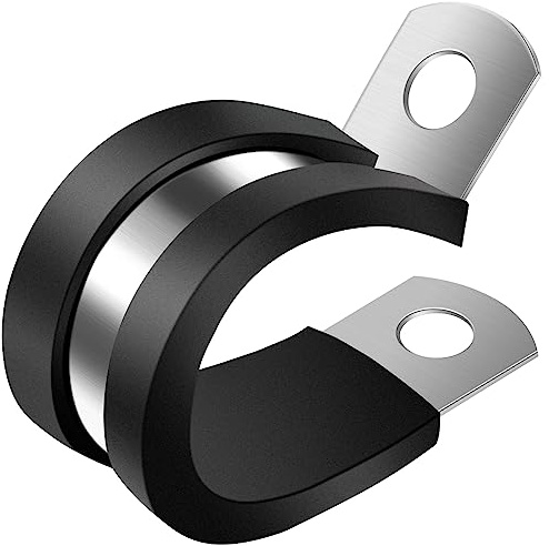 ZIPCCI 1-1/2 Inch Wire Clamp, 10 Pack Stainless Steel Cable Clamp, Rubber Metal Loop Clamps Bracket Tools Pipe Clamps (38mm)