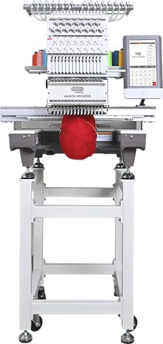Machine à broder professionnelle – Maison Broderie Mirror – 1 tête, 15 aiguilles – Compacte, silencieuse, écran tactile HD, idéale pour petites séries et ateliers créatifs