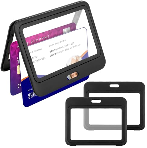 Bewudy 3 Stück Ausweishüllen, Kartenhüllen Doppelseitiger transparenter Kartenhülle Hartplastik Wasserdicht Ausweishalter für Office School ID Credit Proximity Key Card Führerschein und Pass