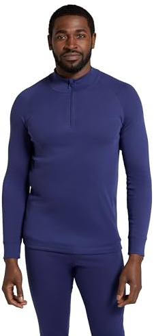 Mountain Warehouse Haut Thermique col zippé Hommes Talus - séchage Rapide, Entretien Facile, Manches Longues, Respirant, Haute Absorption, léger, Hiver Bleu Foncé XS