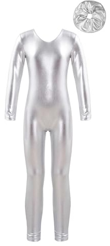 MSemis Body Pattinaggio Artistico Bambina Lucido Maniche Lunghe Tuta Intera da Ginnastica Artistica Body da Balletto Danza Classica Moderna Abito Sportivo Intero Tutine