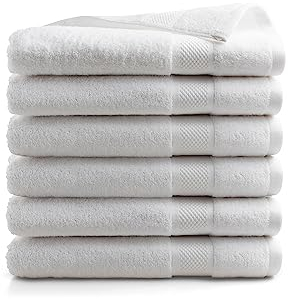 DoubleDry Große Handtücher Set 6-70 X 140cm, Flauschige Badehandtücher, Duschhandtücher aus 100% Baumwolle (Oeko-TEX MIG Certified)- 500 g/m², Große Handtücher für Bad und Dusche - Weiß