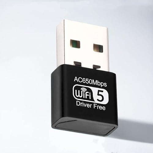 USB WLAN Stick, AC 650Mbit/s WLAN DualBand(433Mbps 5GHz/200Mbps 2,4GHz) mit Eingebautem Treiber, USB WiFi Adapter für PC/Desktop/Laptop Windows XP/7/8/10/11