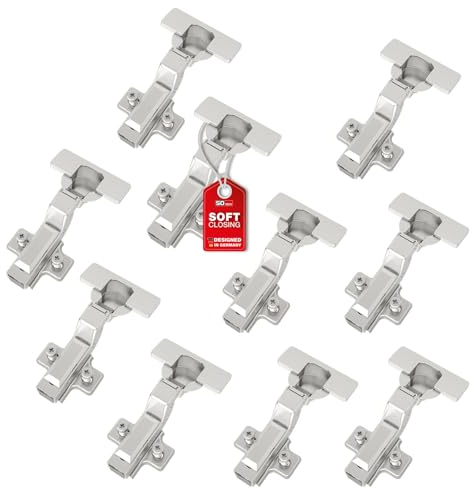 SOTECH SMOOTH 10 piezas Bisagras de cierre suave 105° tope interior T52 con placas de montaje, tapas, tornillos y montaje rápido KLIP, probadas con 50.000 ciclos