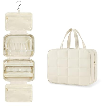 Aucuu Kulturbeutel zum Aufhängen, Hängender Kulturbeutel, Kosmetiktasche Damen Herren, Faltbare Kosmetiktasche Groß, Reise Kulturtasche, Waschtasche mit Haken, Toilettentasche Reise Schmuck Organizer