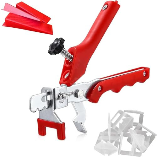 Alriedy Fliesen Nivelliersystem Set, 370 Stück, 190 Stück Zuglaschen(2mm) Und 180 Keile,Profi Nivelliersystem, Fliesen Verlegehilfe Unterstützt Fliesendicken Zwischen 3 Und 16 Mm.