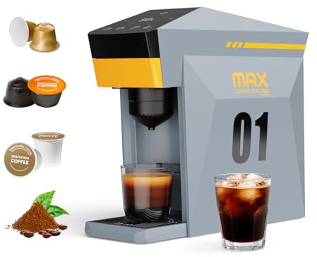 BENFUCHEN 4-in-1-Kaffeemaschine, 19 Bar, Espressomaschine, GabelCup/N Espresso OriginalLine Kapseln/Dolce Gusto/gemahlener Kaffee, Wolkengrau