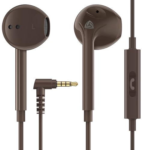 Ludos Zenith Auriculares In Ear con Cable y Microfono, 2 Años de Garantía, Auricular con Jack, Cascos Musica con Graves Potentes, para iPhone, iPad, Samsung, Xiaomi, Huawei, Gaming - Marrón