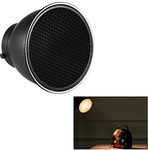 Horett 7 Inch Standard Reflector Diffuser Lamp Shade Dish with 60° Honeycomb Grid for Bowens Mount Studio Strobe Flash Light Speedlite