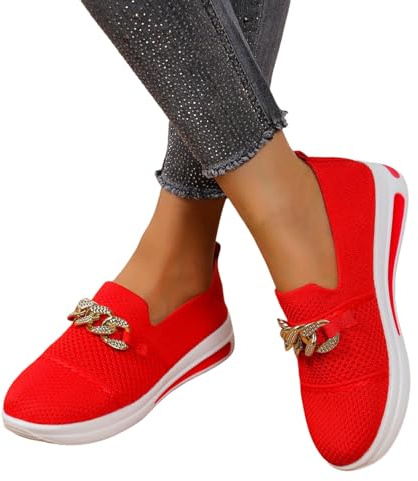 NAFING Basket sans Lacet Orthopedique Femme Plate Amortissement Accru Et Soulagement des Pieds Basket sans Lacet Soulagement des Pieds Chaussures de Marche, Bride d'orteil avec Ornement en Métal