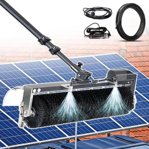 Spazzola per la pulizia del pannello solare con sistema di filtraggio dell'acqua, kit di pali estensibili ad acqua per una manutenzione efficiente del fotovoltaico e del vetro