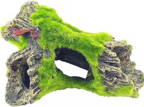Heyumybit Decoración de Cueva,Decoración de Acuario Resina,Tronco Decoración para Pescado Cueva Escondite,Cueva Oculta Acuario Accesorios para Peceras y Acuarios