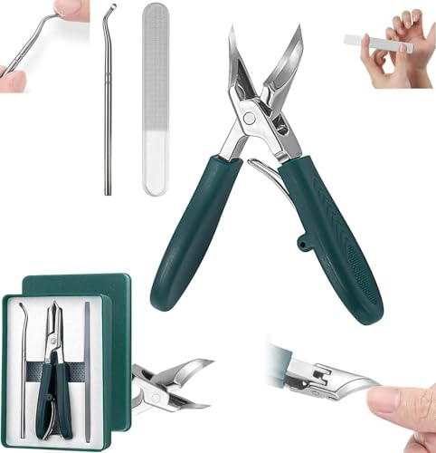 Eagle Beak Angled Nail Clippers,Set di 3 Tagliaunghie Smussati a Becco d'Aquila, Portatile, con Ampia Apertura a Mascella per Unghie Incarnite e Spesse (Verde)