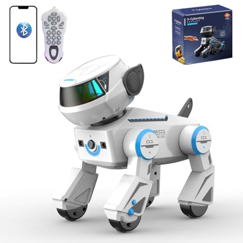 Ledovan Roboter Hund Kinder Ferngesteuerter Spielzeug, Interaktiver Anfassen Roboterhund für Kinder 3-12 Jahren Geschenke,Intelligenter Singen und Tanzen Programmierung Handstand-Liegestütze (Weiß)