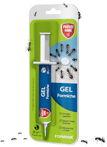 Protect Home Forminix gel. Insetticida per formiche pronto uso. Efficace, elimina il nido in breve tempo. Per interni ed esterni. 20 g