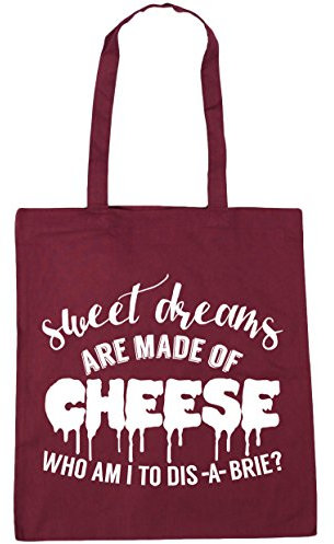 Hippowarehouse Sweet dreams are made of cheese who am I to dis-a-brie? Tote Shopping Gym Beach Bag 42cm x38cm, 10 litres