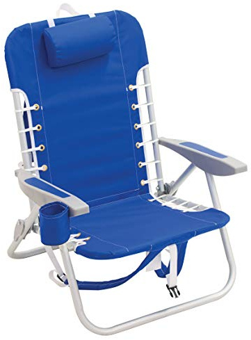 Rio Brands ASC529-46-1 4-Position Backpack Lace-Up Suspension Folding Beach Chair 44.7 x 25.5 x 26.5 Light Blue