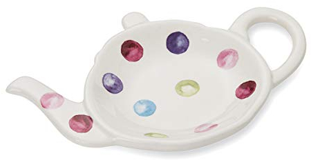 Cooksmart British Designed Ceramic Tea Bag Tidy | Tea Bag Dish For Used Tea Bags | Teabag Dish With Modern Design - Spotty Dotty