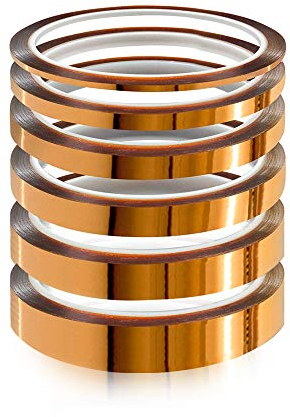 YIXISI 6 Stücke Kapton Tape, Hohe Temp Tape, Hohen Temperaturen Hitzebeständig Klebeband, Polyimid Film Klebeband (3mm/6mm/8mm/10mm/12mm/20mm * 33m)