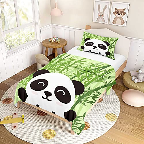 Morbuy Copripiumino Singolo 90x190 e 1 Federa 40x60, Set Copripiumino Singolo in Microfibra, Biancheria da Letto di Panda Stampa